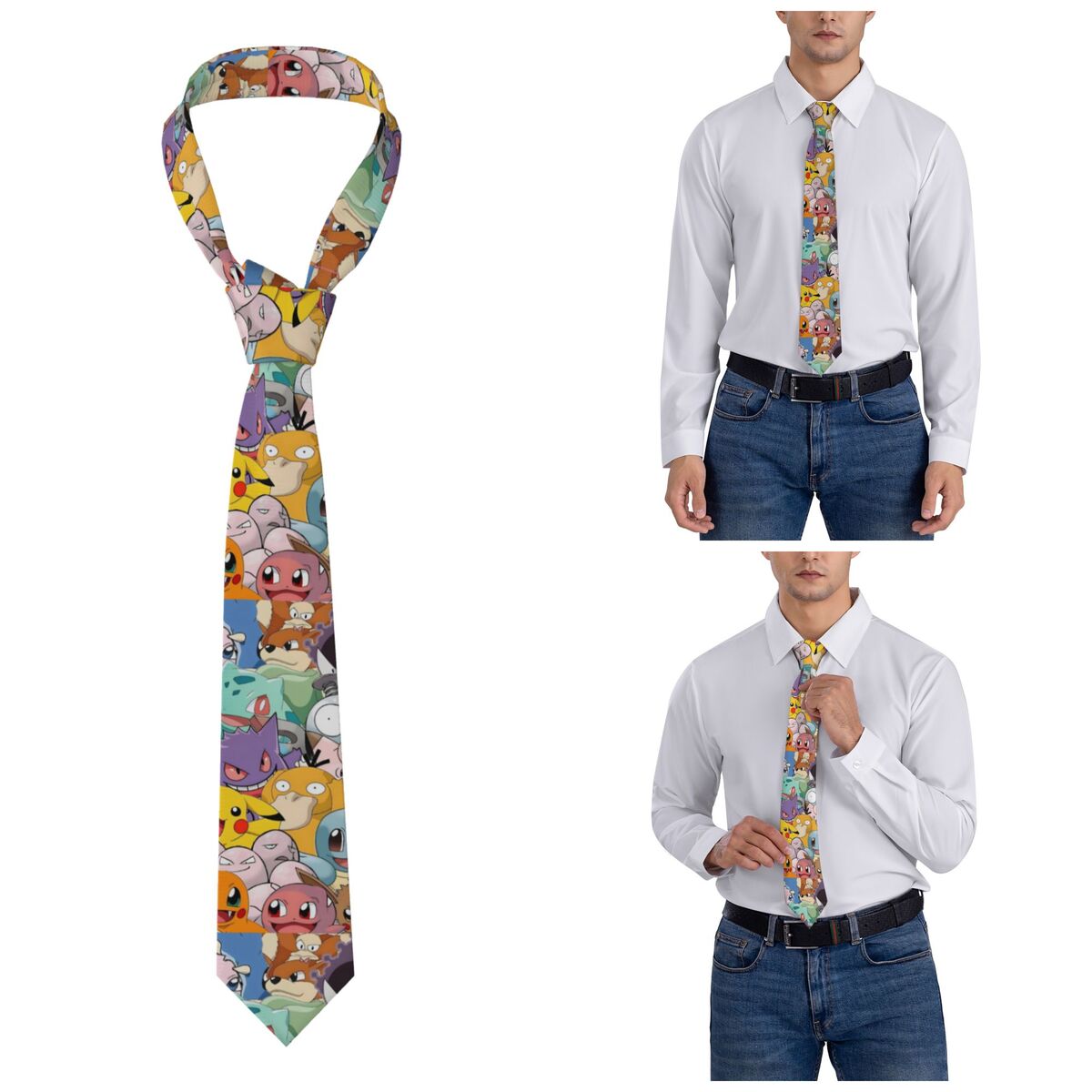Men Accessories For Wedding - Pokemoned Pikachu Neckties Unisex 8 cm