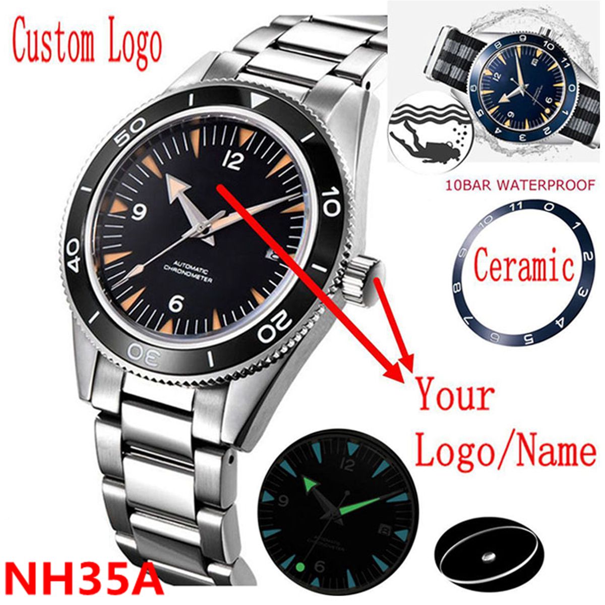 Custom Logo NH35 Movement Watc - Men'S Accessories Watches recensione e prezzo