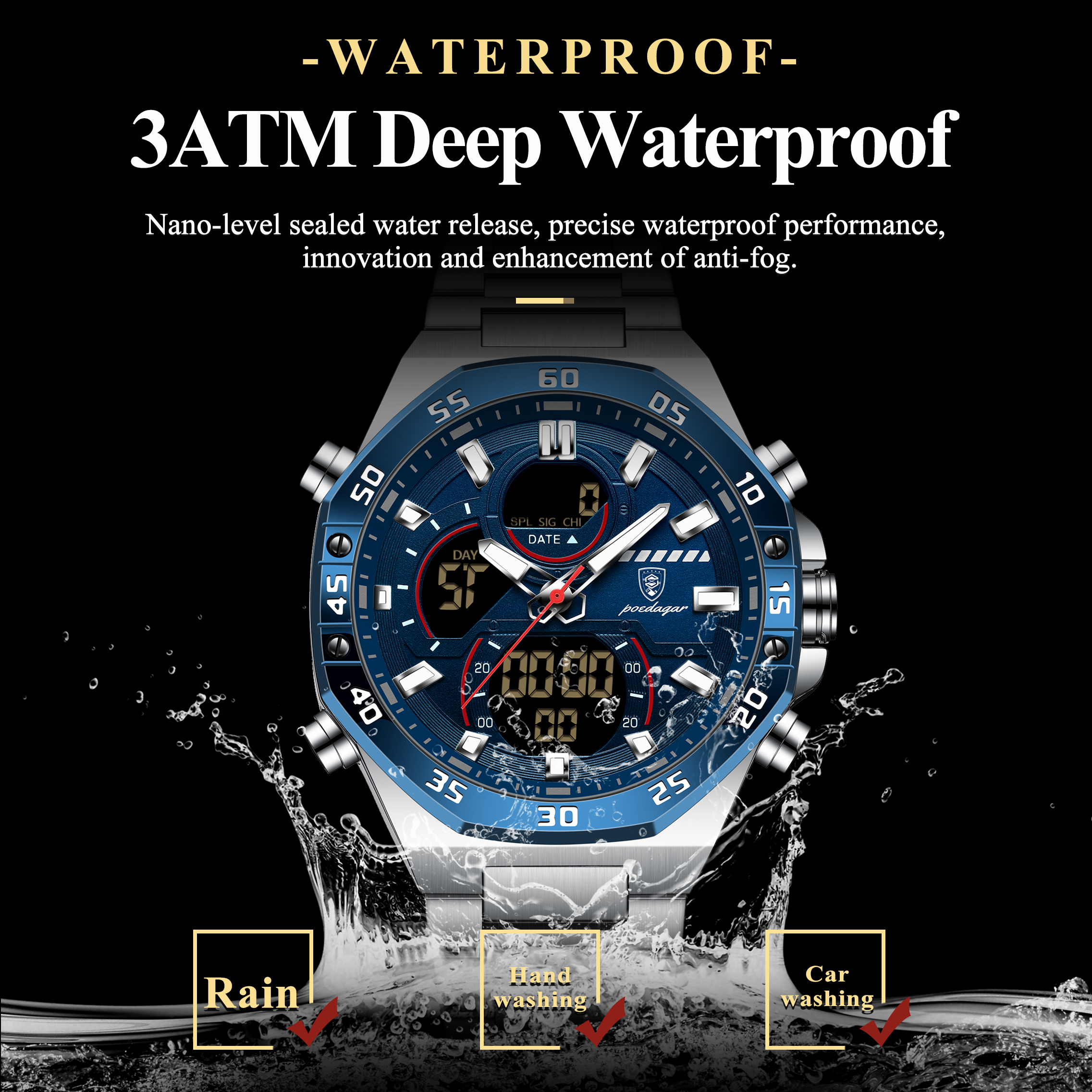 POEDAGAR Top Men Clock LED Lum - Men'S Accessories Watches recensione e prezzo