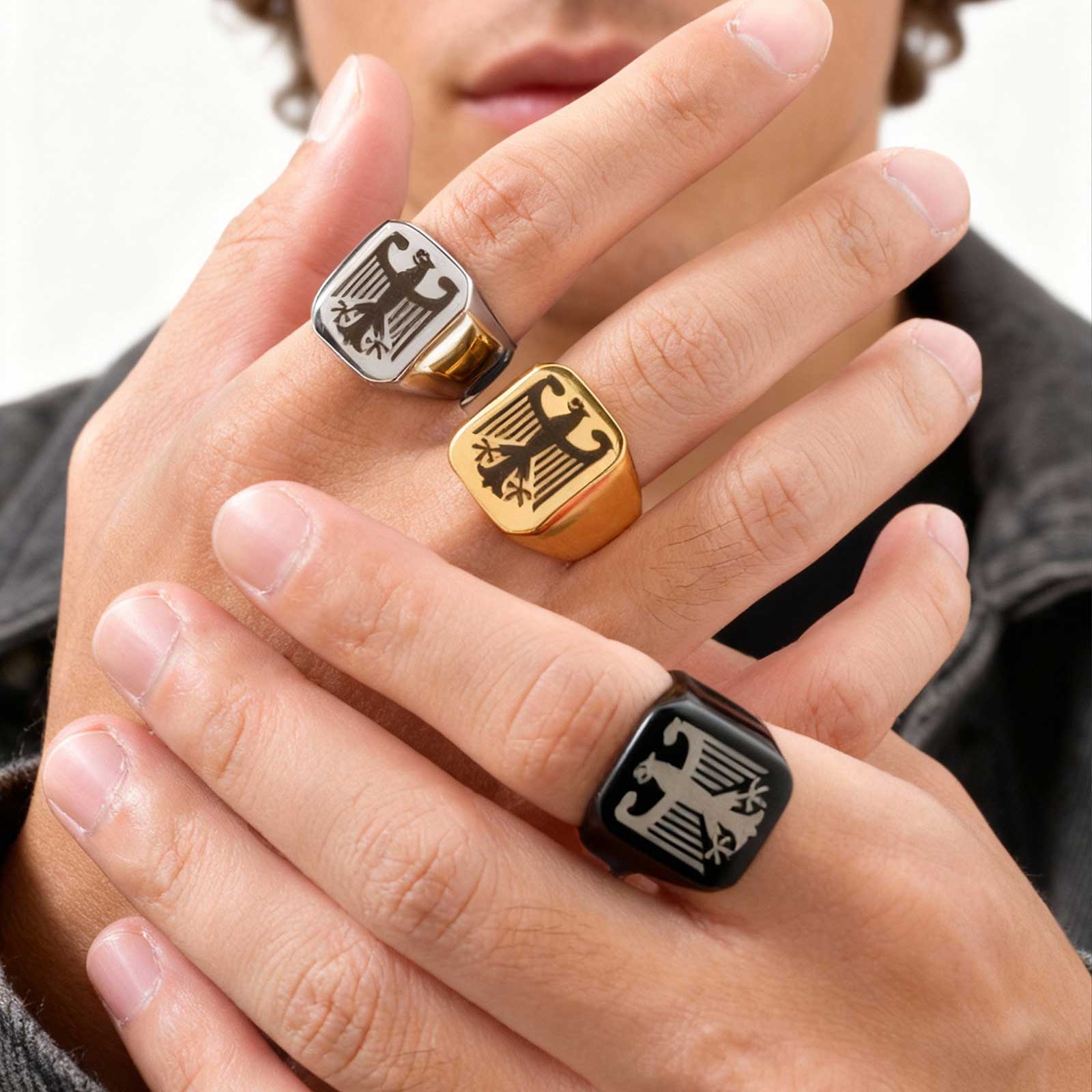 Custom Flying Hawk Eagle Ring  - Men Accessories Wholesale recensione e prezzo